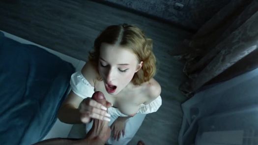 Сестренка в платье ради денег сосет толстый член